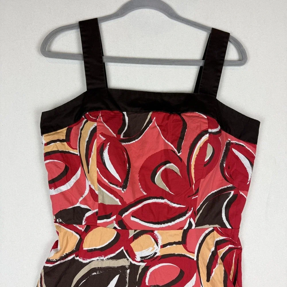 R&K Originals Dress Womens 14 Multicolor Floral Square Neck Sundress Knee Length
